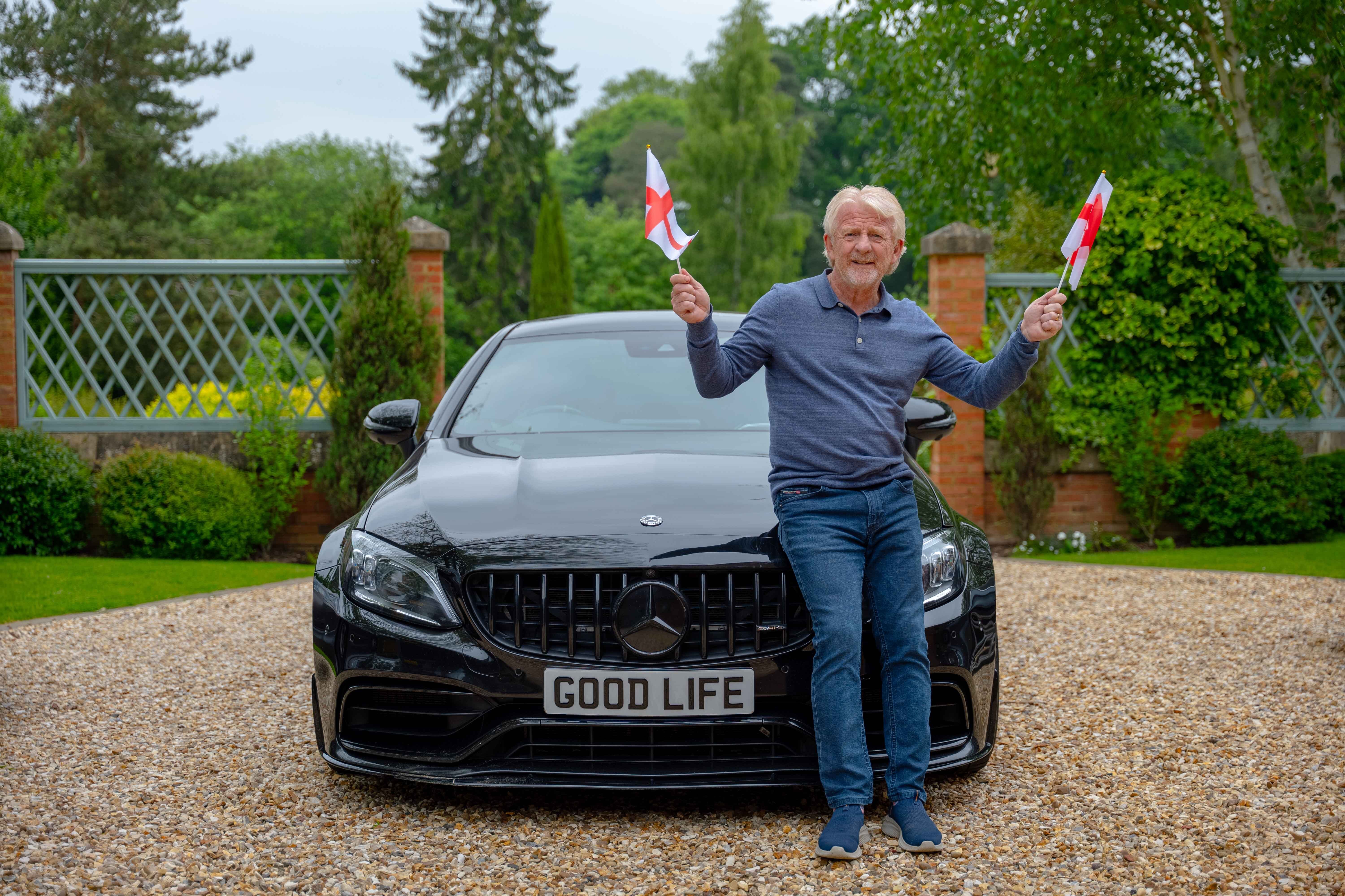 Gordon Strachan, former Scotland manager, holding a St George's Cross flag and wishing the England football team luck for Euro 2024, in a campaign film for Good Life+.